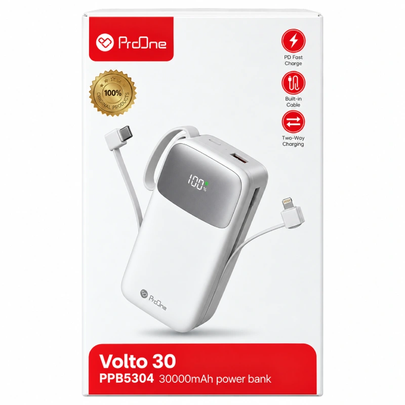 پاوربانک ۳۰۰۰۰ پرووان Volto30 PPB5304 ـ سفید تصویر 4