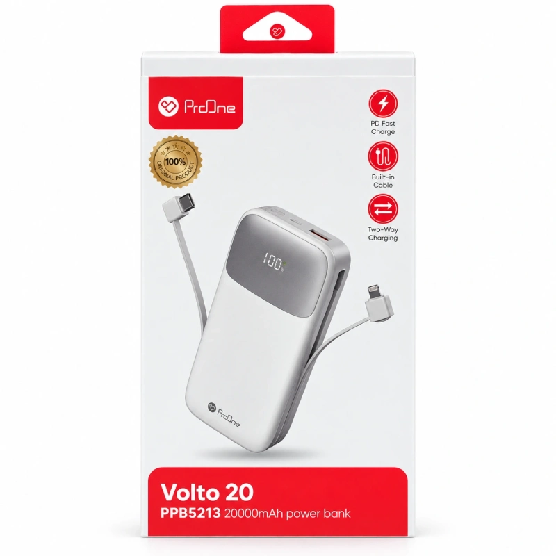 پاوربانک ۲۰۰۰۰ پرووان Volto20 PPB5213 ـ سفید تصویر 4