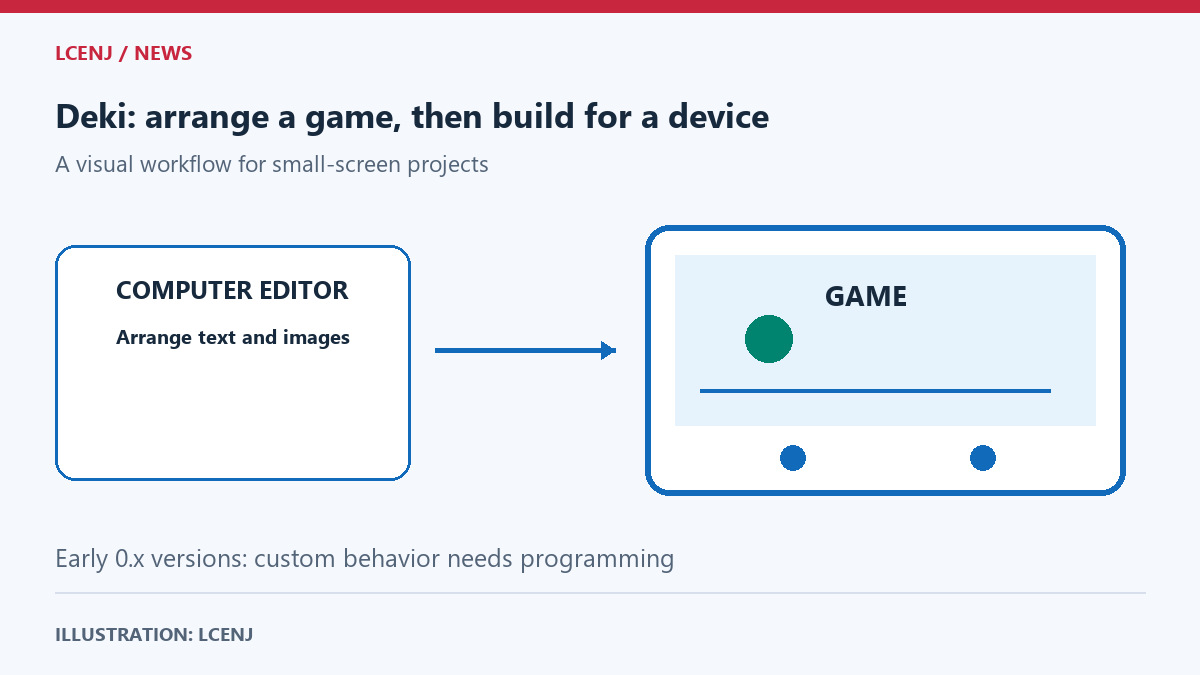Arranging a character and text in a computer editor, then transferring the game to a small screen
