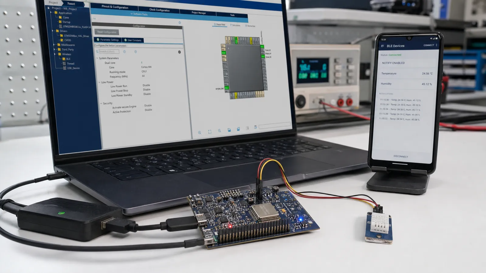 BLE در STM32WB: راهاندازی CubeMX، ساخت Service و Low Power