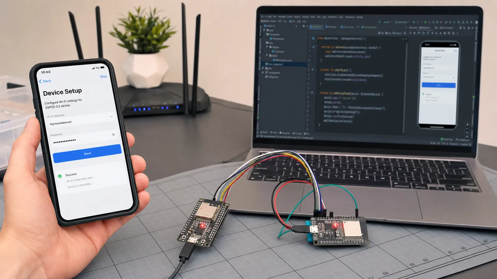 پروژههای متوسط BLE: تنظیم Wi-Fi، ارتباط دو ESP32 و اپ موبایل